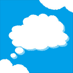 Obraz premium ちぎり絵のようにジワジワ滲んだラフなアウトラインの白い雲のようなフキダシ・フレームシリーズ。セリフや名札（ネーム）やワッペンに。ベクター素