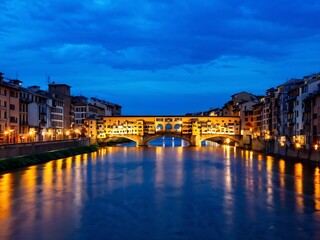 Obraz premium Ponte Vecchio Bridge in Florence at Dusk