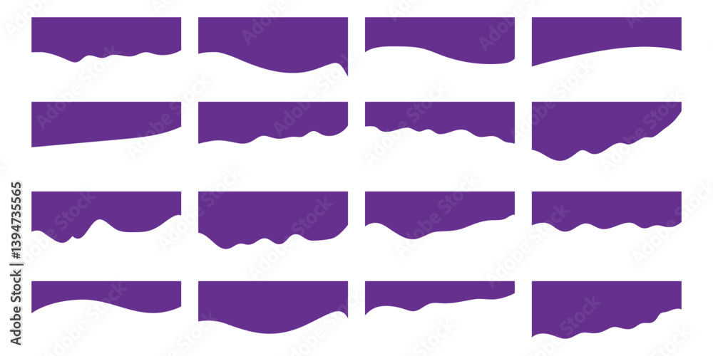 Wall mural collection of wavy decorative border for web design element vector. website divider border vector il