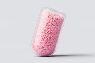 Pink capsule with fluffy interior, levitating