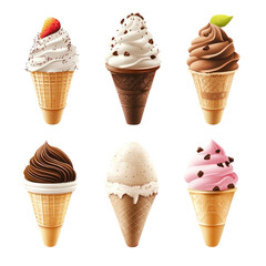 Vibrant Ice Creams on transparent background