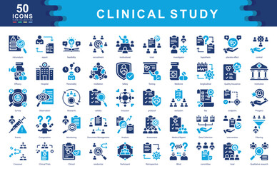 Clinical Study icon collection set. Simple color fill vector illustration.