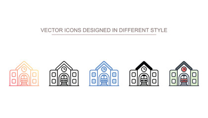 Railway Station icon design with white background stock illustration