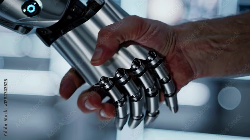 Poster Advanced robotic arm demonstrates precision movements in a high-tech laboratory setting
