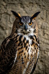 Obraz premium there is a owl that is sitting on a rock