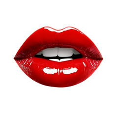 A red lips shape on transparent background