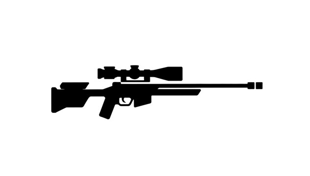 Sniper rifle icon vector in black color with white background
