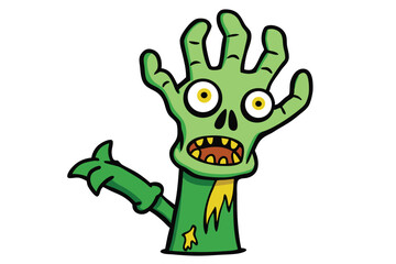 Halloween zombie hand doodle on white background