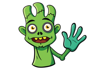 Halloween zombie hand doodle on white background