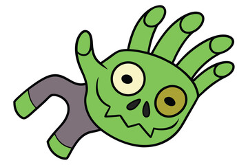 Halloween zombie hand doodle on white background