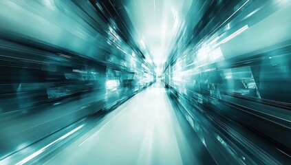 Futuristic Abstract Background with Dynamic Motion Lines and High Contrast Lighting in Teal and White Color Scheme