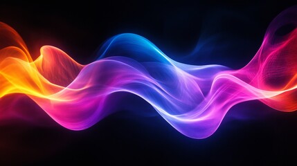Obraz premium Abstract Colorful Energy Waves - Symbolizing vibrant energy, flowing motion, dynamic change, ethereal beauty, and cosmic power. A mesmerizing blend of colors creates a sense of movement and wonder