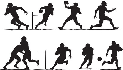 Fototapeta premium American Gridiron Shadows: Dynamic Silhouettes of Football Athletes in Action