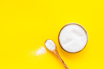 Finely grinding of edible sea salt, close-up. Maintaining acid-base balance concept