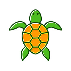 Cartoon sea turtle icon against a transparent background  