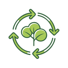 Obraz premium Carbon Offset Icon with Green Leaves in Circular Arrows 