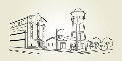 A minimalist one-line drawing of the Gilbert skyline.