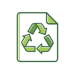 Obraz premium Recycled Paper Icon with Green Circular Arrows on Transparent Background 