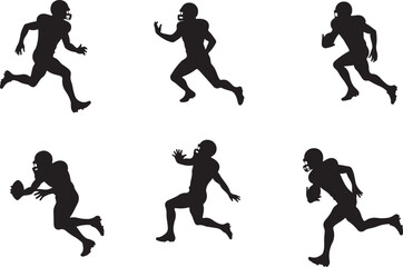 American Gridiron Shadows: Dynamic Silhouettes of Football Athletes in Action"