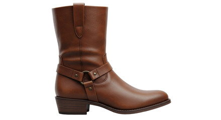 Isolated Brown Leather Cowboy Boot