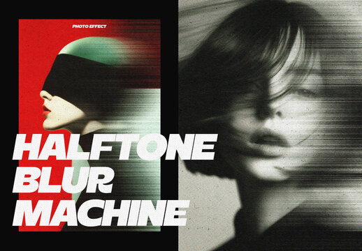 Halftone Poster Motion Blur Emulation Machine Photo Effect