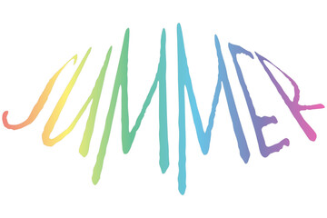 夏の訪れを祝福する、SUMMER（夏）の文字の、シンプルなロゴマーク（ベクター素材）
