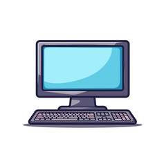 Fototapeta premium Computer with Keyboard in Flat Design 