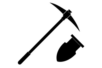 Shovel and Pickaxe Design Silhouette Vector Illustration