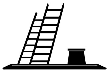 Ladder Leaning Design Silhouette Vector Illustration