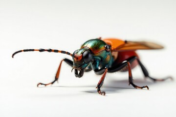 Fototapeta premium Close-up of colorful insect on pure white background, ladybug, critter, creepy crawly