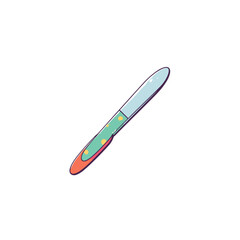 Colorful kitchen knife illustration on white background  