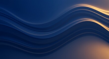 Abstract Blue and Gold Swirling Waves: A Serene Digital Artwork