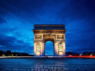 Obraz premium Arc de Triomphe Illuminated at Dusk