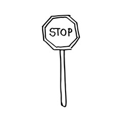 Stop sign hand-drawn doodle cartoon vector clipart element, sign, and symbol.