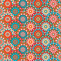 Seamless pattern with dot mandalas vector illustration background ethnic print for paper, pack, textile atc	
