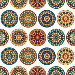 Seamless pattern with dot mandalas vector illustration background ethnic print for paper, pack, textile atc	
