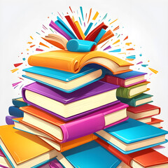 An Engaging Illustration of a Young Girl Discovering New Worlds Within the Pages of a Large Book