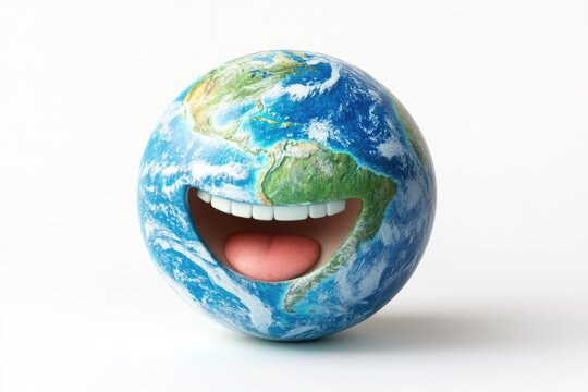 A happy Earth globe with a smiling face, expressing joy and optimism for the planet. - Powered by Adobe