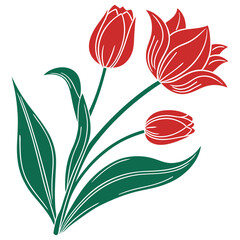 tulips Flower vector on a white background