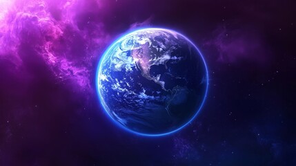 Obraz premium Abstract blue and purple earth-inspired wallpaper with cosmic elements