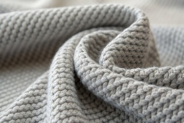 Light grey wool's textured knit, close-up detail; architectural photography inspires the composition.