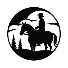Horse And Rider Silhouette At Sunset Silhouette