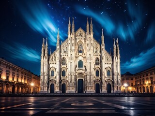 Milan Cathedral Under a Starry Sky