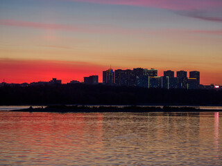 Beautiful sunset sky in Novosibirsk.