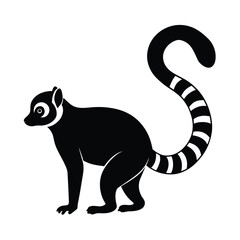 Obraz premium Lemur Silhouette With Ringed Tail Silhouette