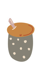 clay pot with wooden spoon