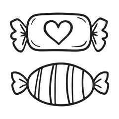 Candy Silhouette Vector – Wrapped Sweet Treats Black Icon Illustration