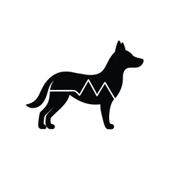 Obraz premium Minimalist Dog Silhouette With Heartbeat Line Silhouette
