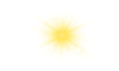 PNG sunlight special lens flare effect. Bright glowing sunburst with warm golden rays. Transparent light overlay for summer design. Png illustration of sunshine glow. Stock royalty free