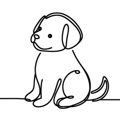 Obraz premium pup baby dog one line drawing of farm animal , transparent background PNG image
